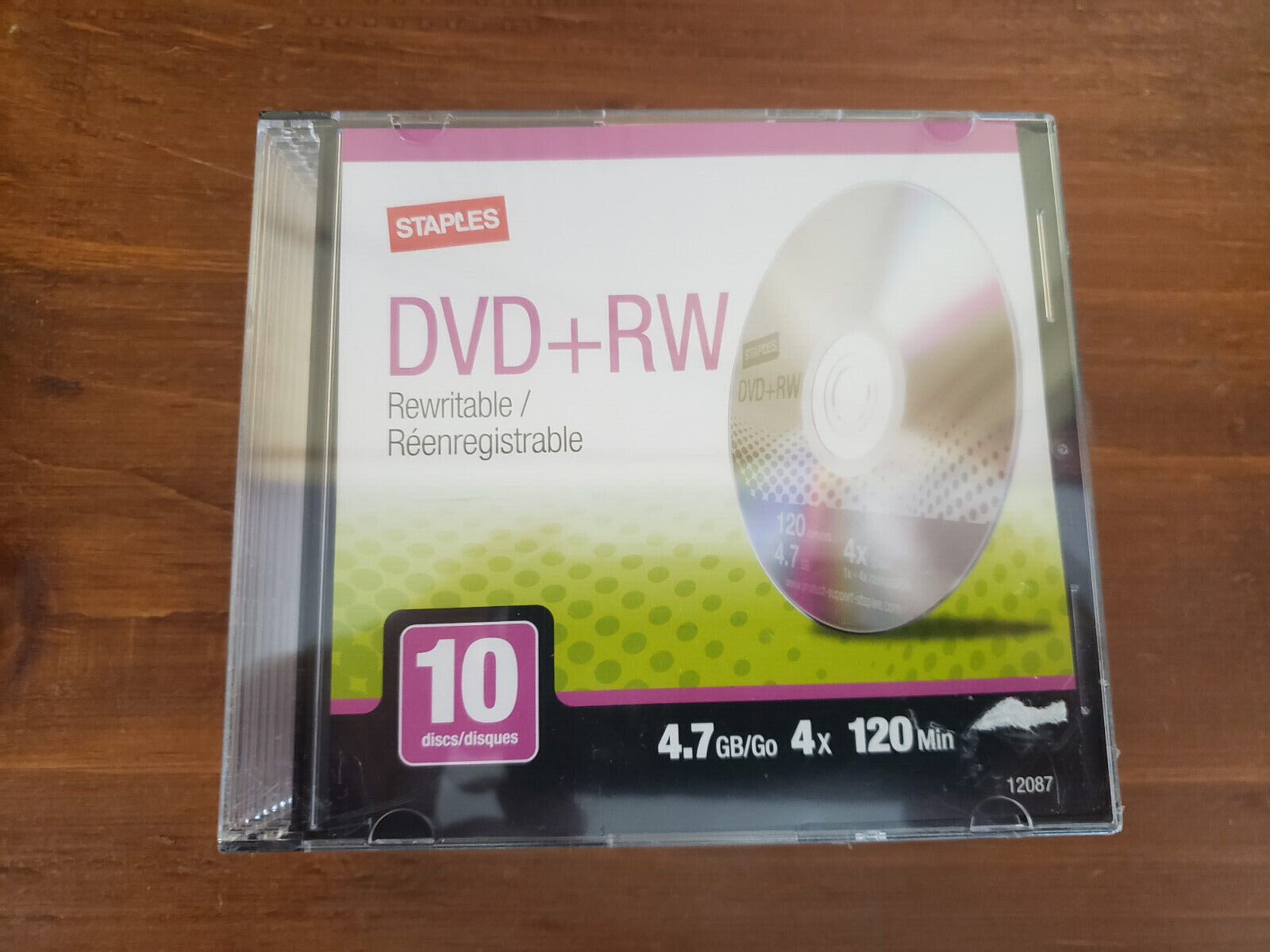Staples Brand Dvd+rw 10 Pack Discs 4.7gb 4x 120 Min. Factory Sealed Nos