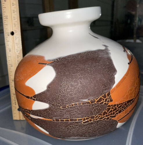 Vintage Royal Haeger White Earth Wrap Vase Abstract Lava Glaze MCM Mid Century