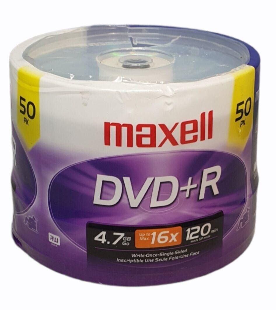 50 Pack Maxwell Dvd+r Spindle 16x 4.7 Gb 120 Minutes Sealed